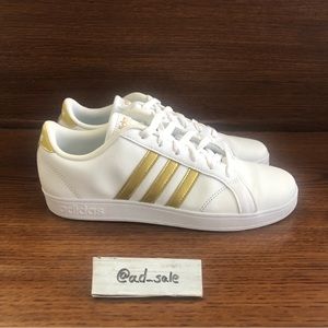 ADIDAS NEO Men’s White/Gold Leather Sneakers Size 6